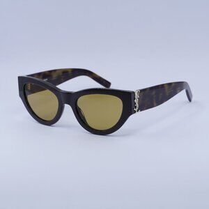 Saint Laurent SLM94 010 Sunglasses Brown Cat Eye Frame, Nicotine Lenses